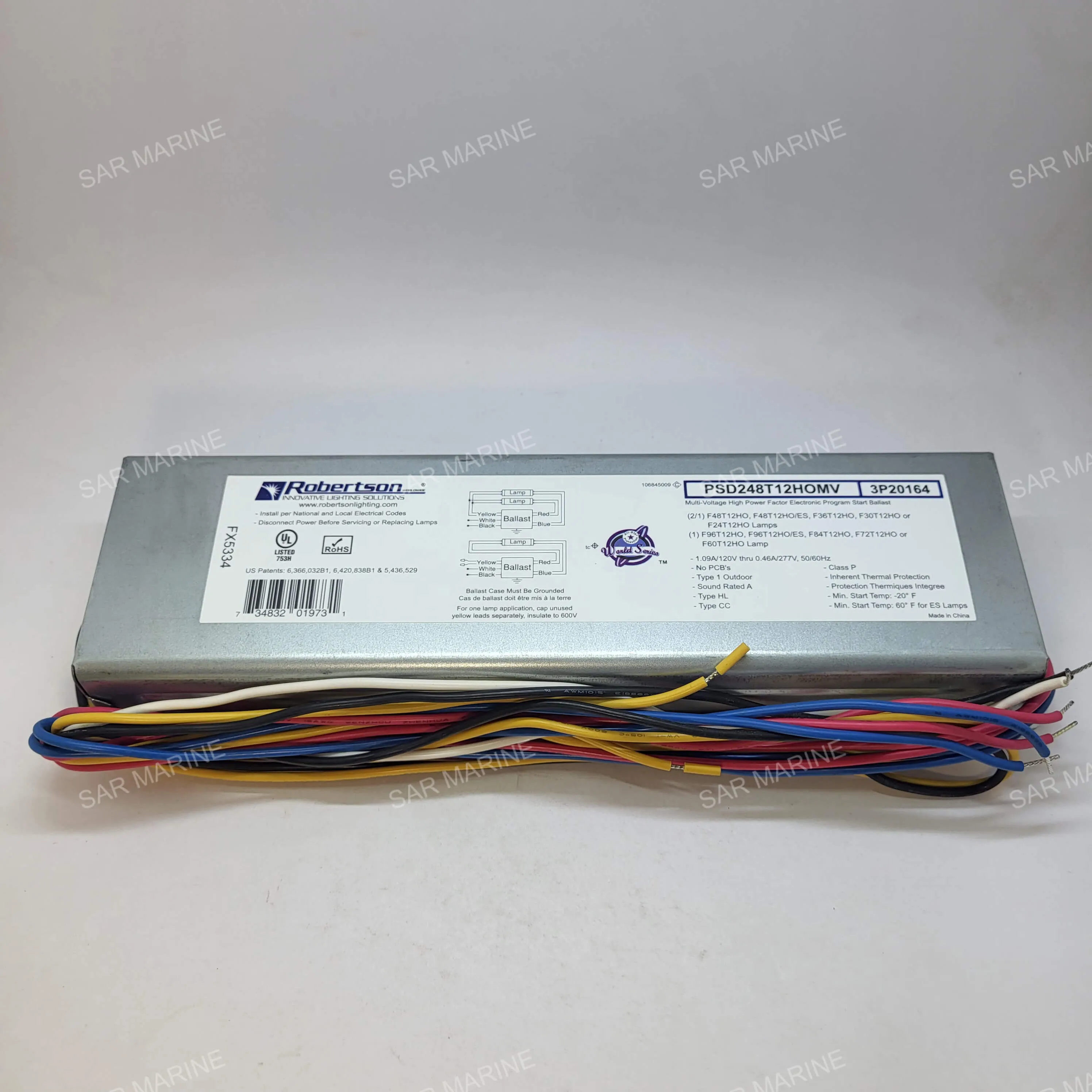 Robertson PSB296T12HOMV Electronic Ballast for T12HO Fluorescent Lamps